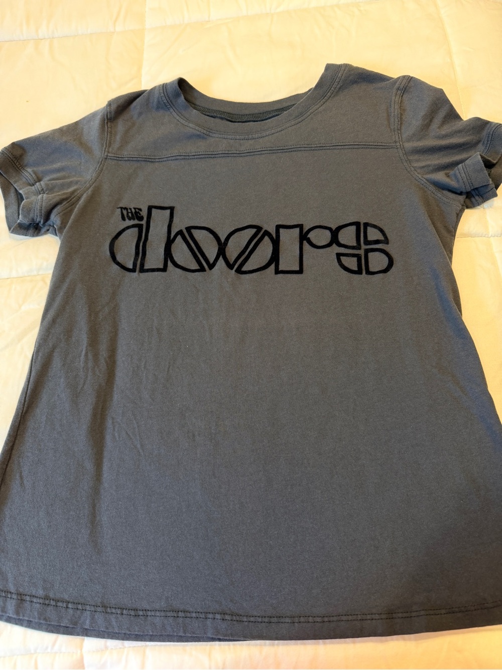 The Doors Riders On The Storm Logo 100% Cotton Style Tee Shirt Charcoal/Black